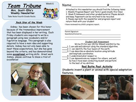 Mrs. Scott-Ellis’s Weekly Newsletter