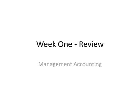 Management Accounting