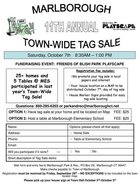 11TH ANNUAL MARLBOROUGH TOWN-WIDE TAG SALE