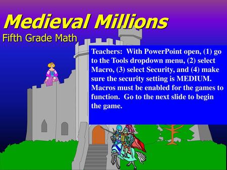 Medieval Millions Fifth Grade Math