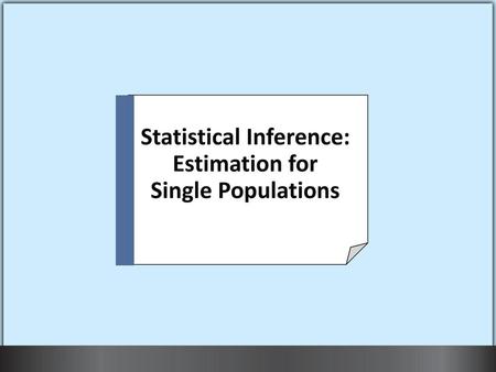 Statistical Inference: Estimation for Single Populations