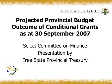 Select Committee on Finance Presentation by