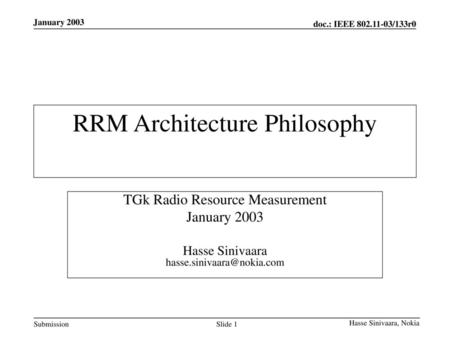 RRM Architecture Philosophy