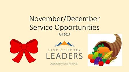 November/December Service Opportunities