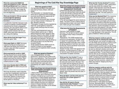 Beginnings of The Cold War Key Knowledge Page