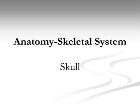 Anatomy-Skeletal System