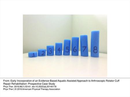 Figure 1 Water noodles (SPRI Products Inc, Libertyville, Illinois) cut to size. From: Early Incorporation of an Evidence-Based Aquatic-Assisted Approach.