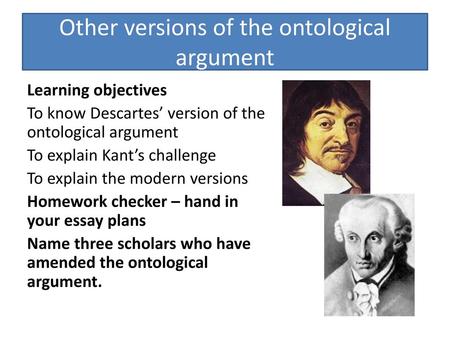 Other versions of the ontological argument