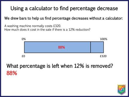 Using a calculator to find percentage decrease