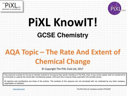 AQA Topic – The Rate And Extent of Chemical Change