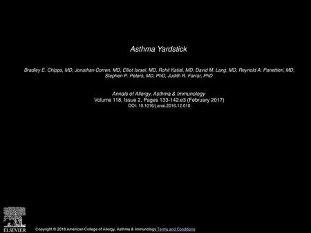 Asthma Yardstick Annals of Allergy, Asthma & Immunology