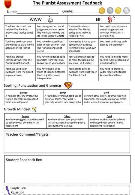 The Pianist Assessment Feedback