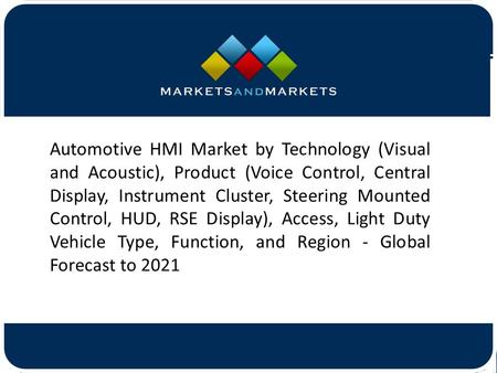 Automotive HMI Market by Technology (Visual and Acoustic), Product (Voice Control, Central Display, Instrument Cluster, Steering.