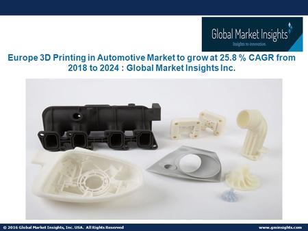 © 2016 Global Market Insights, Inc. USA. All Rights Reserved  Fuel Cell Market size worth $25.5bn by 2024 Europe 3D Printing in Automotive.