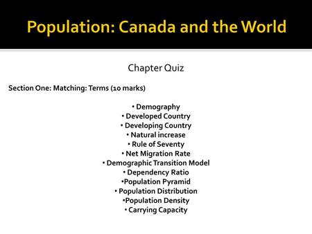 Population: Canada and the World