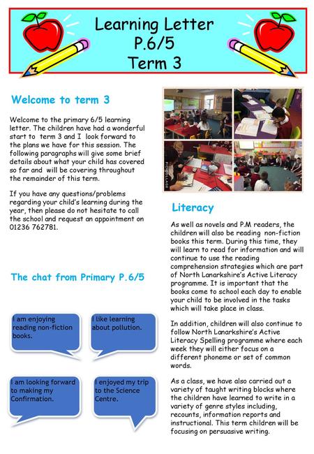 Learning Letter P.6/5 Term 3 Welcome to term 3 Literacy