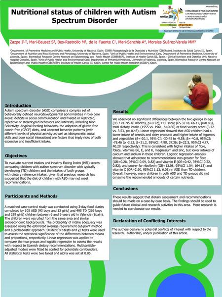 Nutritional status of children with Autism Spectrum Disorder