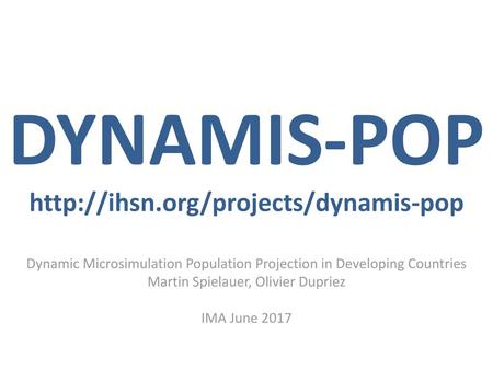 Dynamic Microsimulation Population Projection in Developing Countries