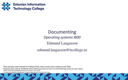 Documenting Operating systems I800