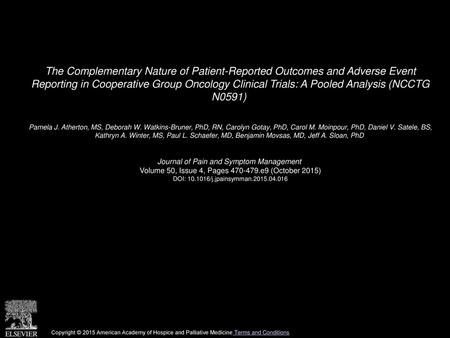 The Complementary Nature of Patient-Reported Outcomes and Adverse Event Reporting in Cooperative Group Oncology Clinical Trials: A Pooled Analysis (NCCTG.