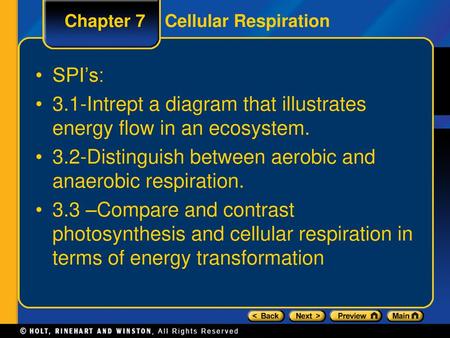 Chapter 7 Cellular Respiration