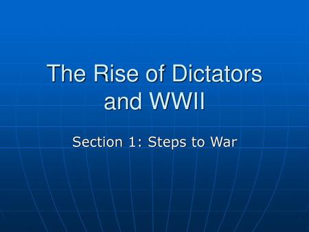 The Rise of Dictators and WWII