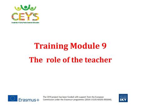 Training Module 9 The role of the teacher