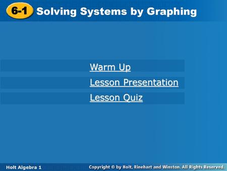 Solving Systems by Graphing