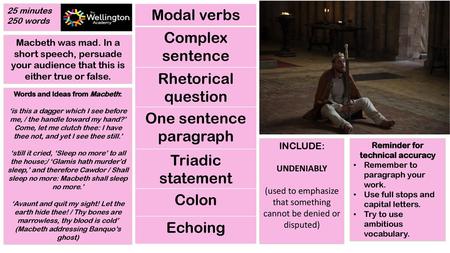 Words and Ideas from Macbeth: Reminder for technical accuracy