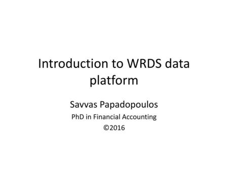 Introduction to WRDS data platform