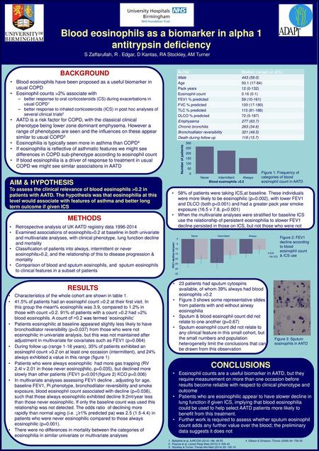 Blood eosinophils as a biomarker in alpha 1 antitrypsin deficiency