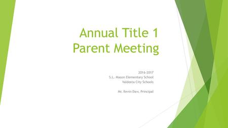 Annual Title 1 Parent Meeting