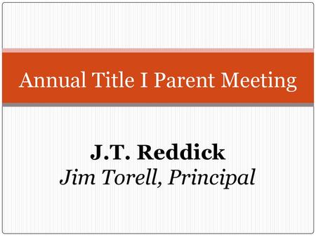 Annual Title I Parent Meeting