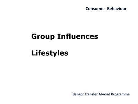 Group Influences Lifestyles.