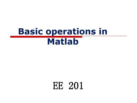 Basic operations in Matlab