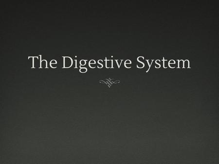 The Digestive System.