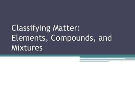 Classifying Matter: Elements, Compounds, and Mixtures