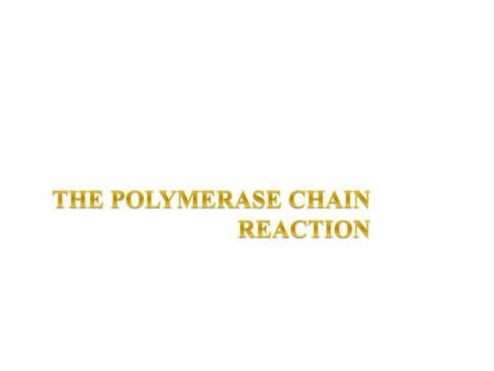 The polymerase chain reaction