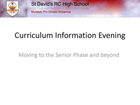 Curriculum Information Evening