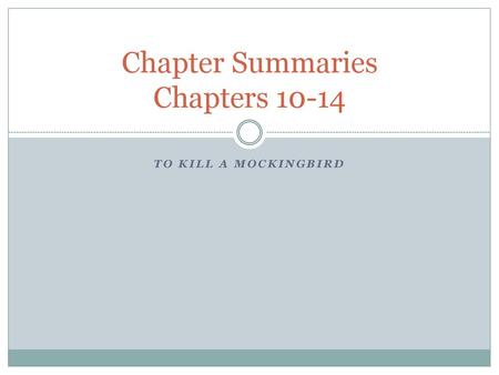 Chapter Summaries Chapters 10-14