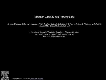 Radiation Therapy and Hearing Loss