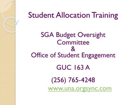 Student Allocation Training