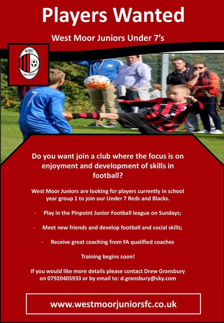 Players Wanted   West Moor Juniors Under 7’s