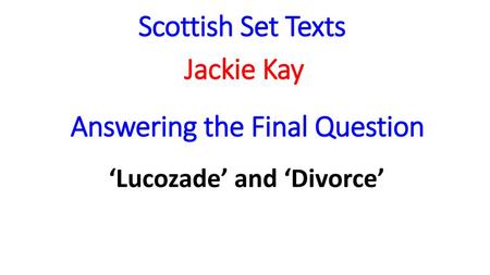 Answering the Final Question ‘Lucozade’ and ‘Divorce’