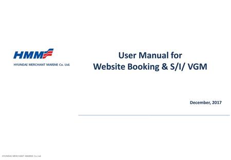 Website Booking & S/I/ VGM