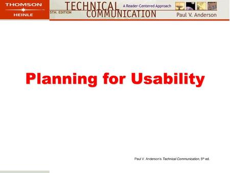 Planning for Usability