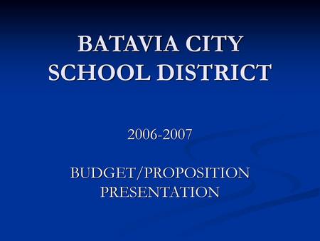 BATAVIA CITY SCHOOL DISTRICT