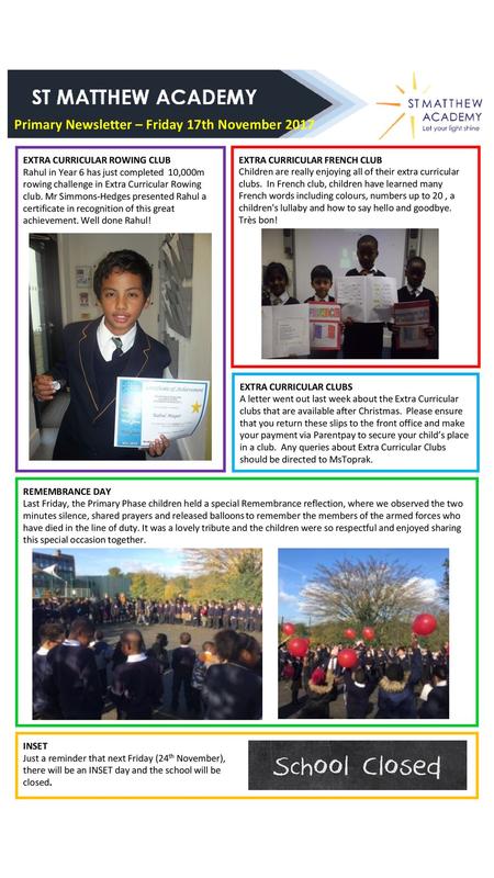 Primary Newsletter – Friday 17th November 2017