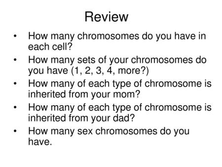 Review How many chromosomes do you have in each cell?