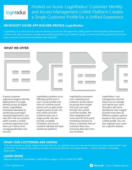 Hosted on Azure, LoginRadius’ Customer Identity